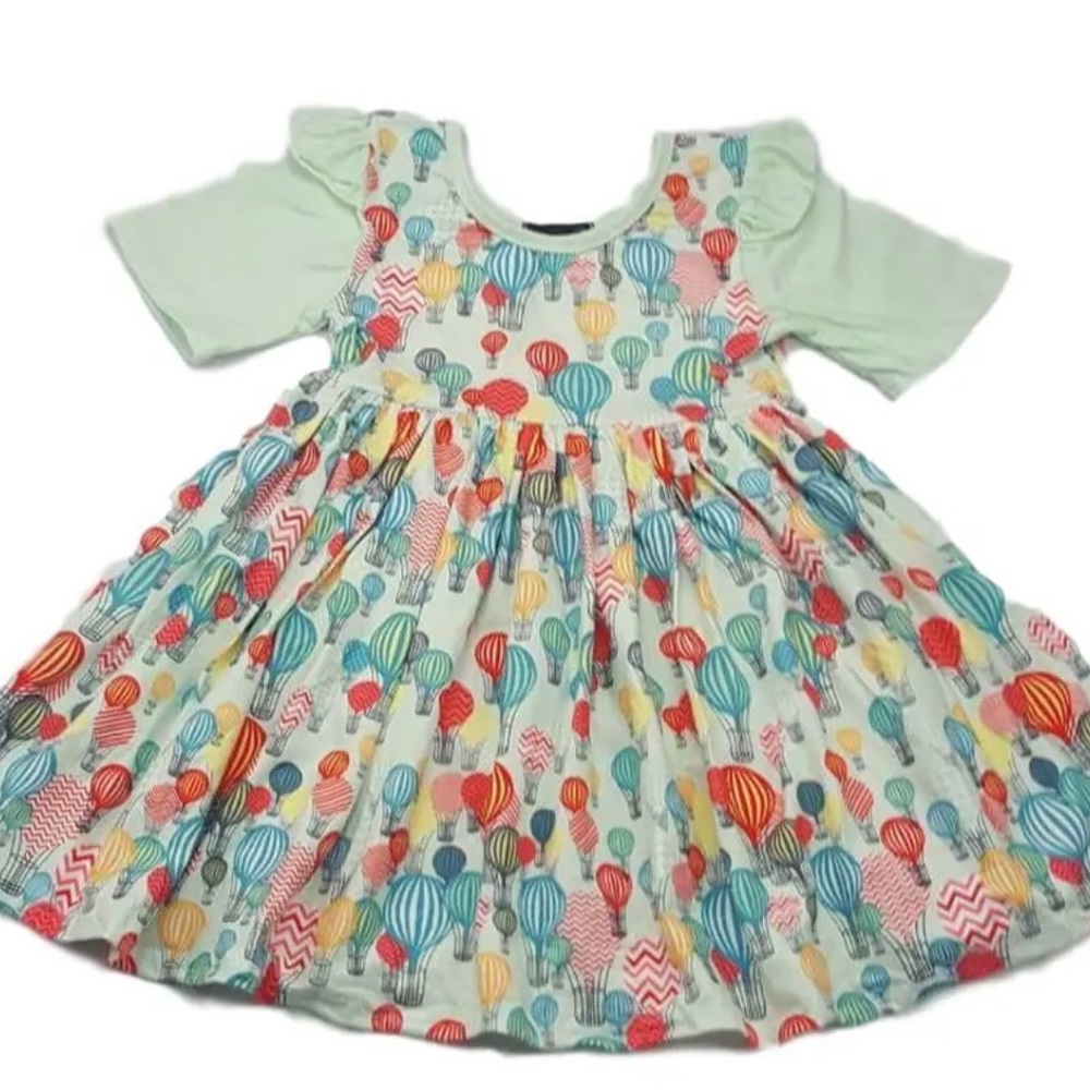 NEW Boutique Harmony Bee sz 8-9 Hot Air Balloon Flutter Dress Mint Green 4XL